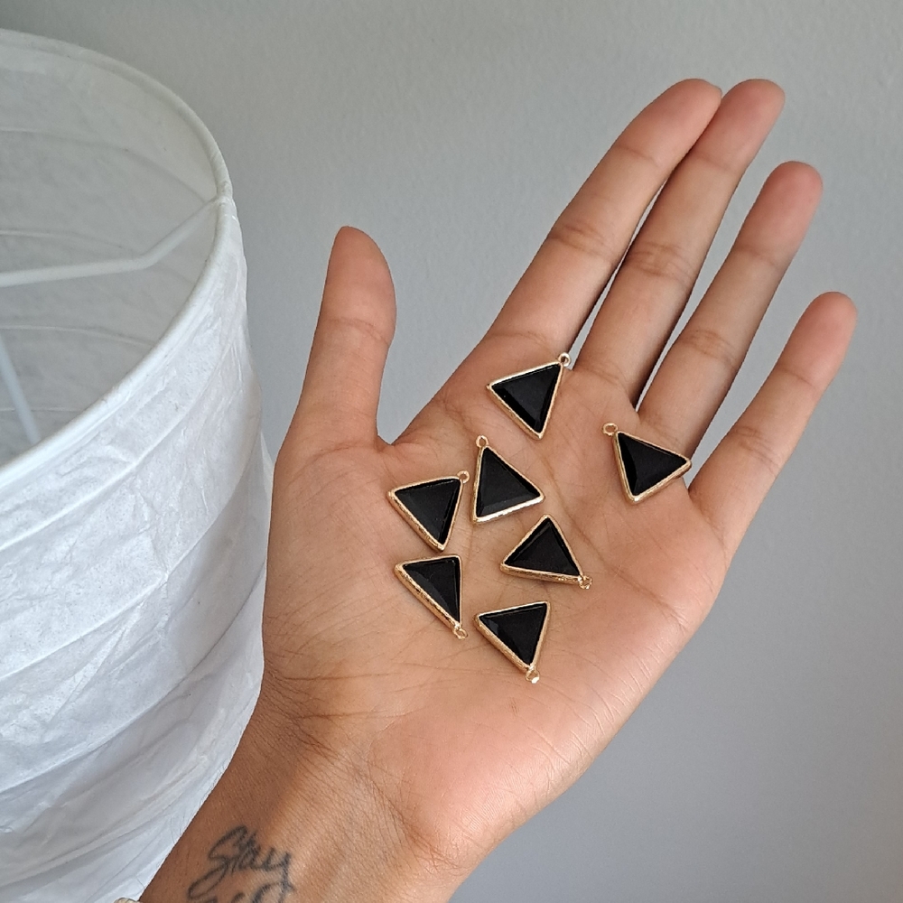 Elegant Black and Gold Triangle Earrings Pkg Of 7